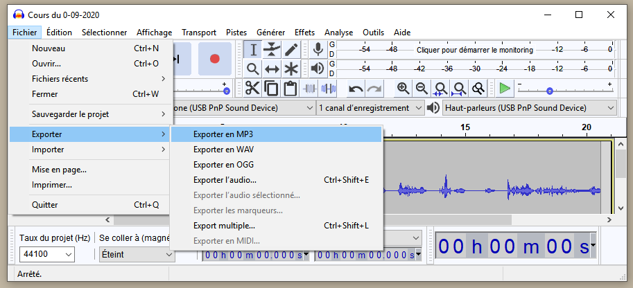 Exportation du fichier