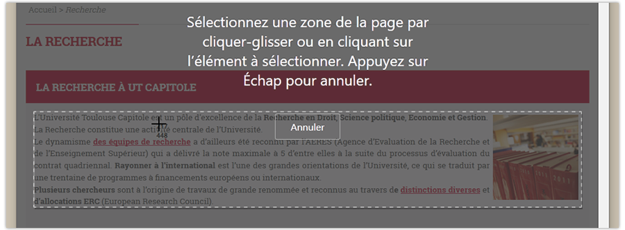 Capture de zone dans la page