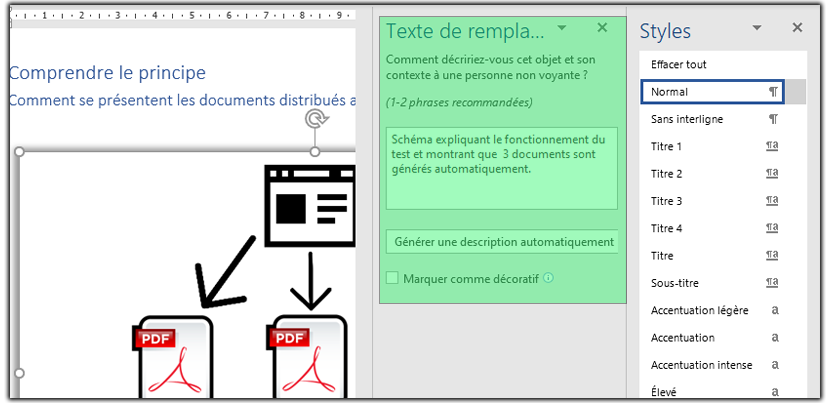 Saisie du texte de remplacement